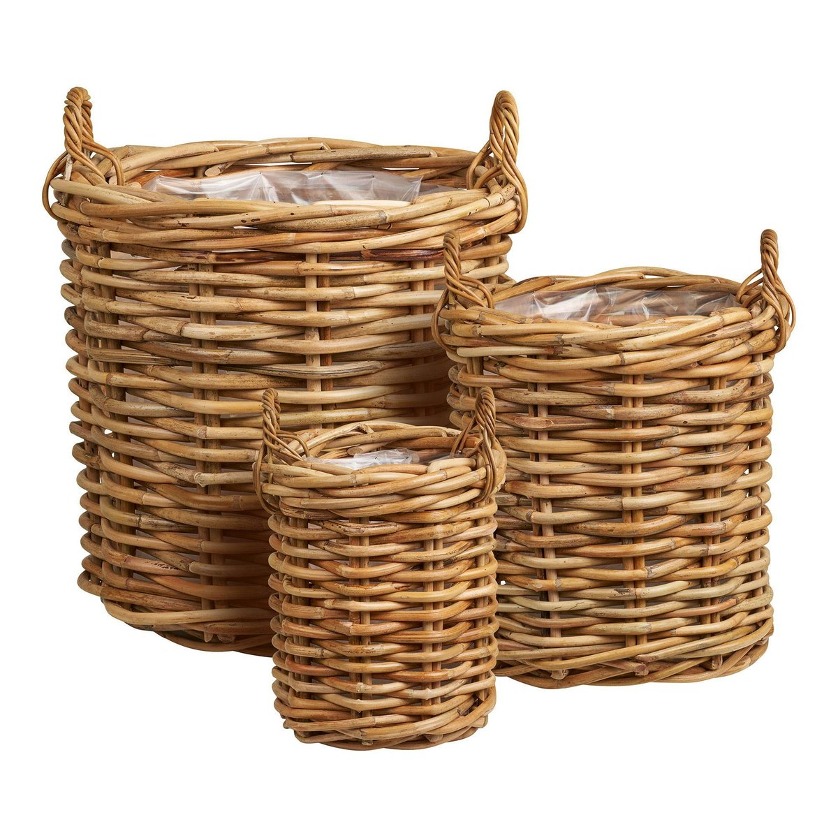 Cache-pot en rotin tressé (lot de 3) beige, PIER IMPORT
