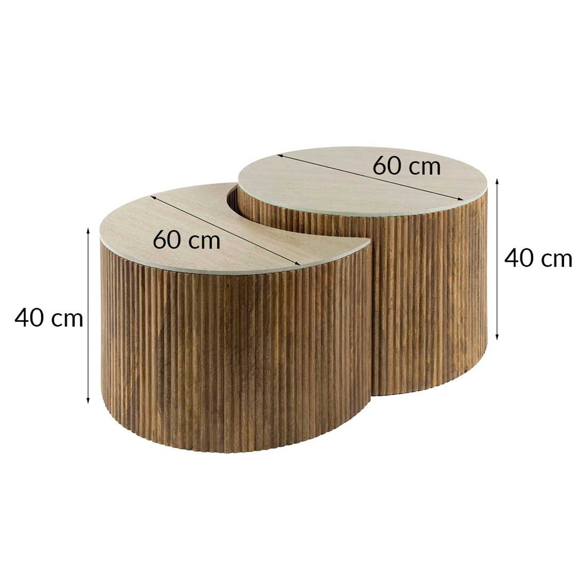 Lot de deux Tables basses - JADE bois / beige, BEST MOBILIER