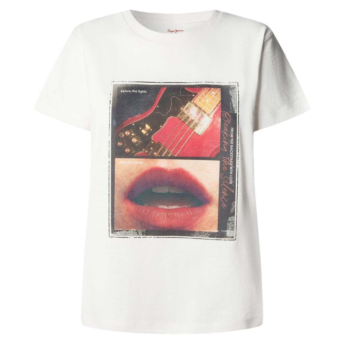 T-Shirt Avec Imprimé Photographique blanche mousse, PEPE JEANS