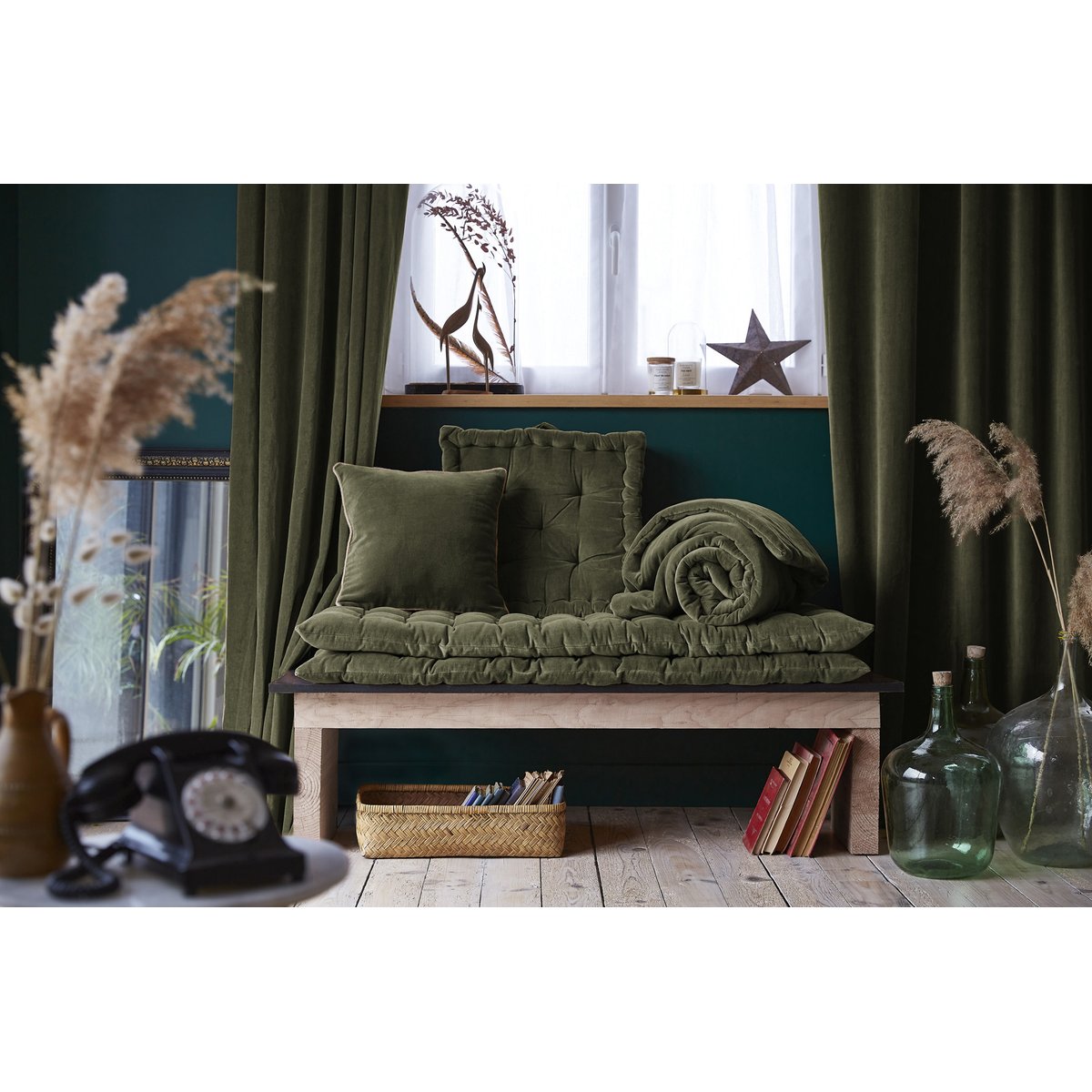 Coussin en velours de coton Cesar camel, EDEN