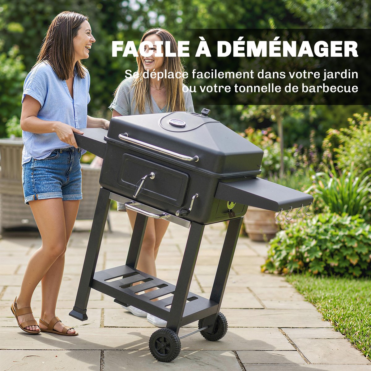 Barbecue au charbon de bois Métal Noir noir, OUTSUNNY
