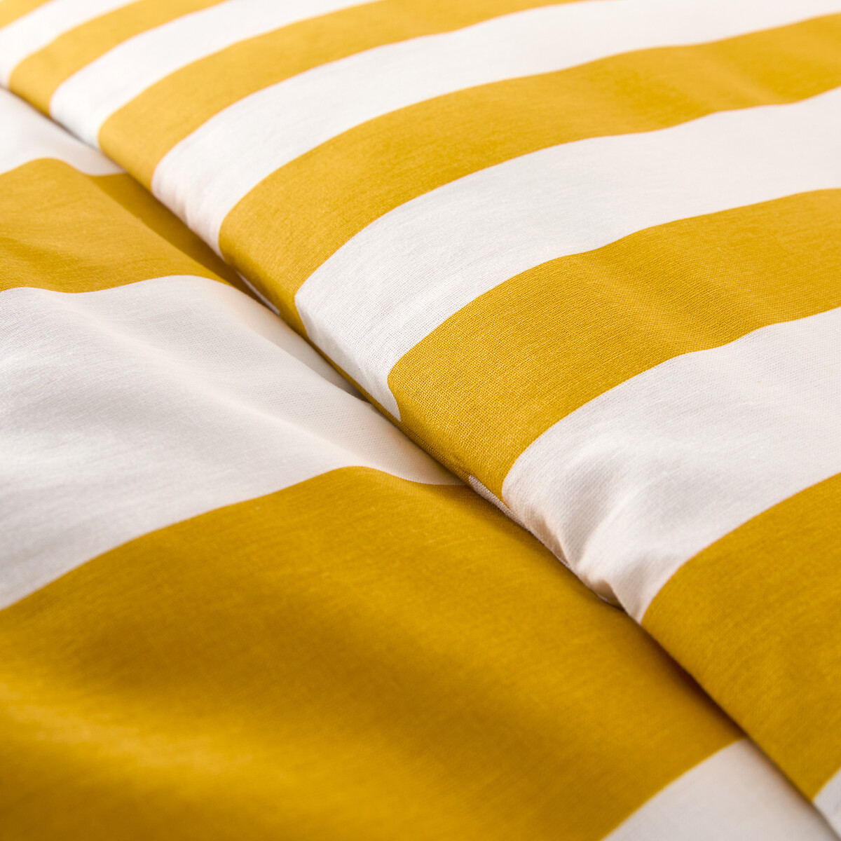 Housse de couette en coton, HENDAYE JAUNE rayé jaune, LA REDOUTE INTERIEURS