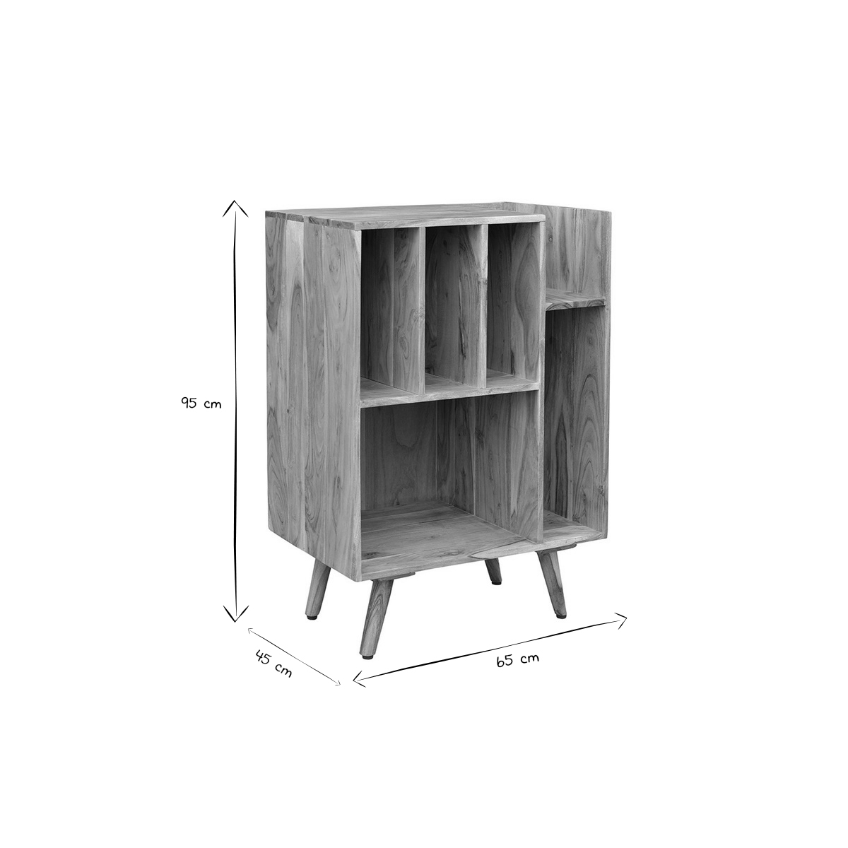 Meuble de rangement vinyles en bois massif L65 cm VIRGILE bois brut, MILIBOO