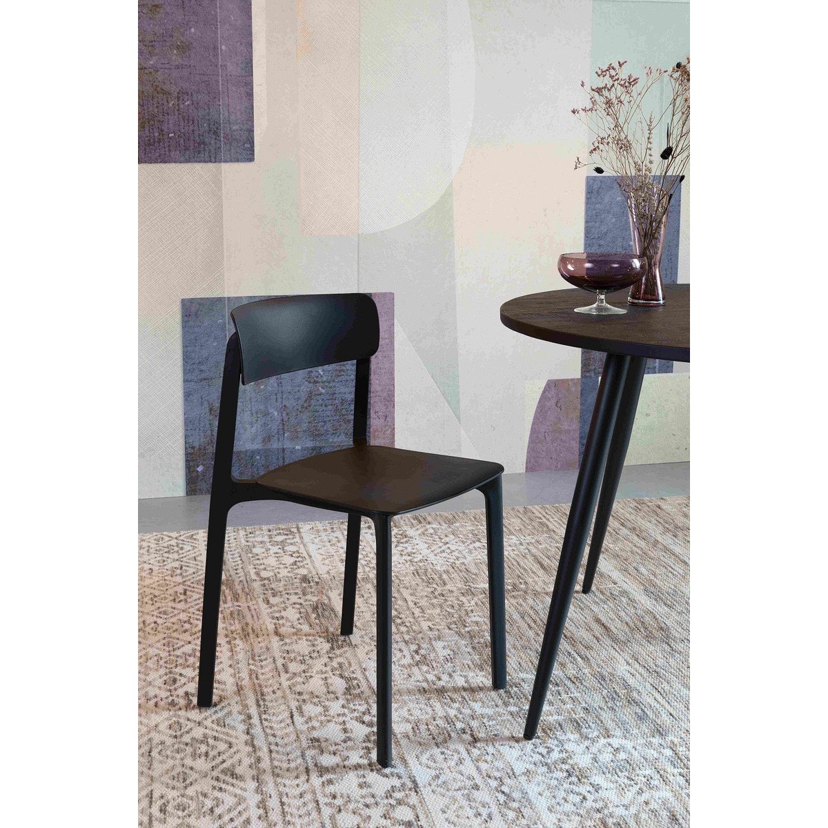 Chaise de salle à manger empilable (lot de 4), CLIVE noir, BOITE A DESIGN