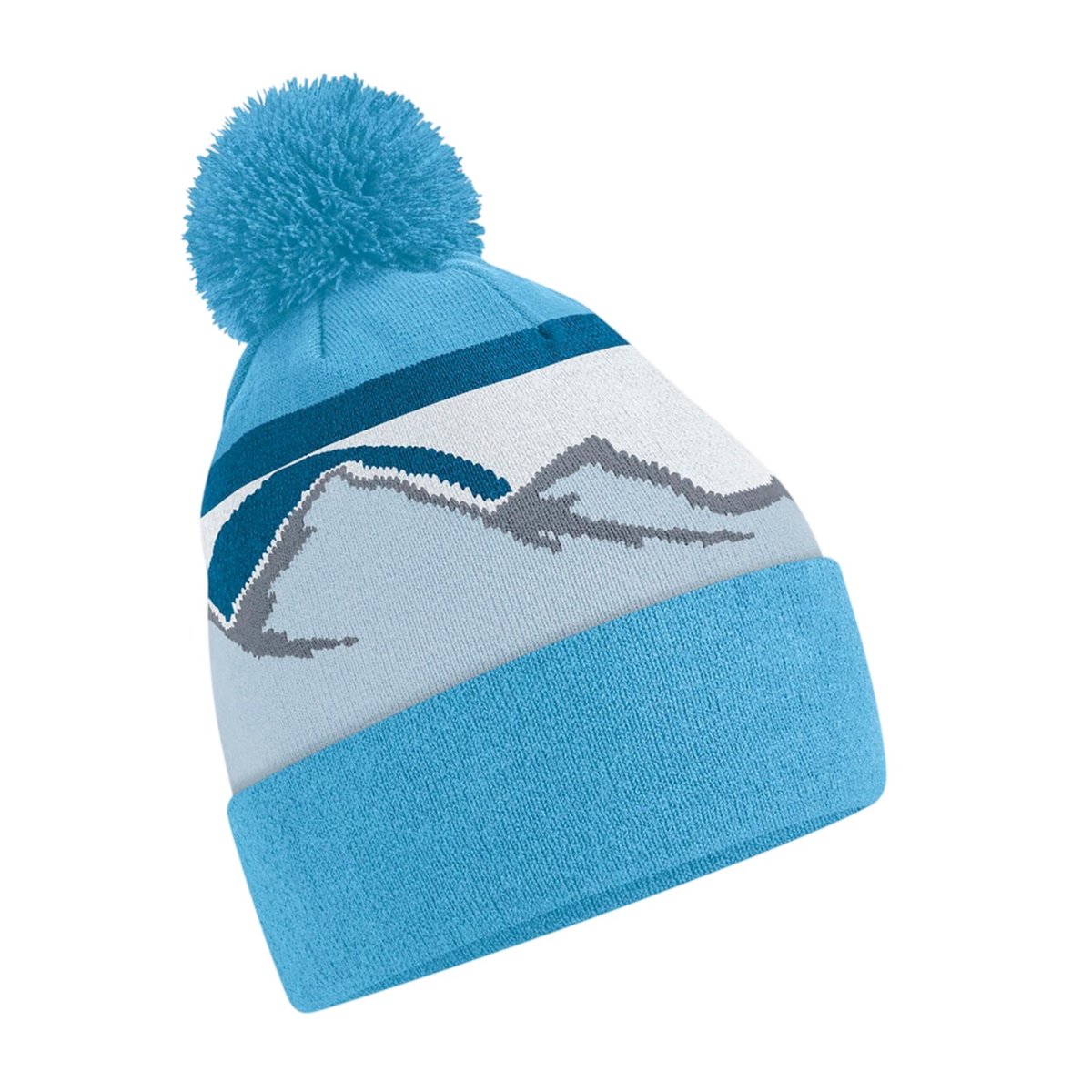 Bonnet motif/style pompon MOUNTAIN PEAKS bleu clair, BEECHFIELD