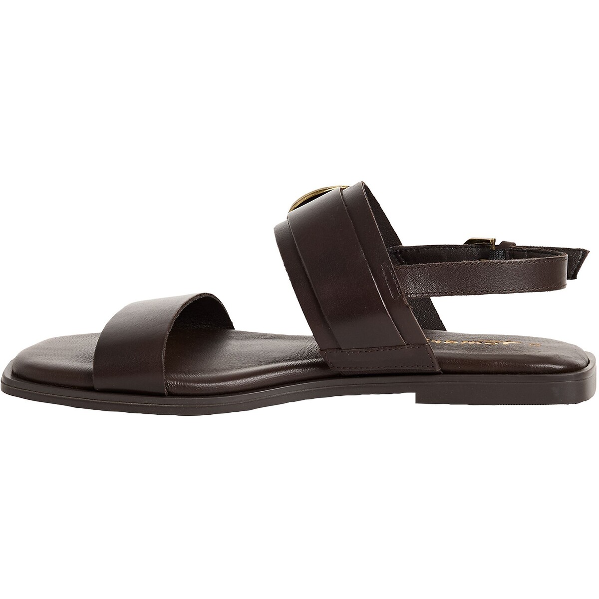 Sandales plates en cuir marron, TAMARIS