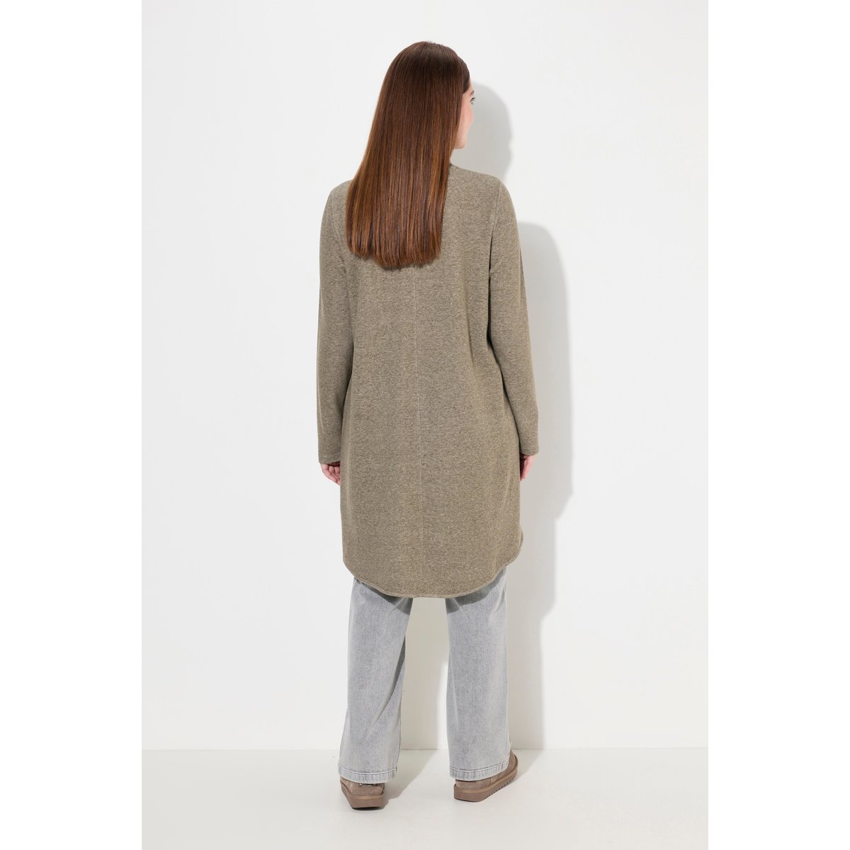 Sweat-shirt long en coton bio gris pierre, ULLA POPKEN