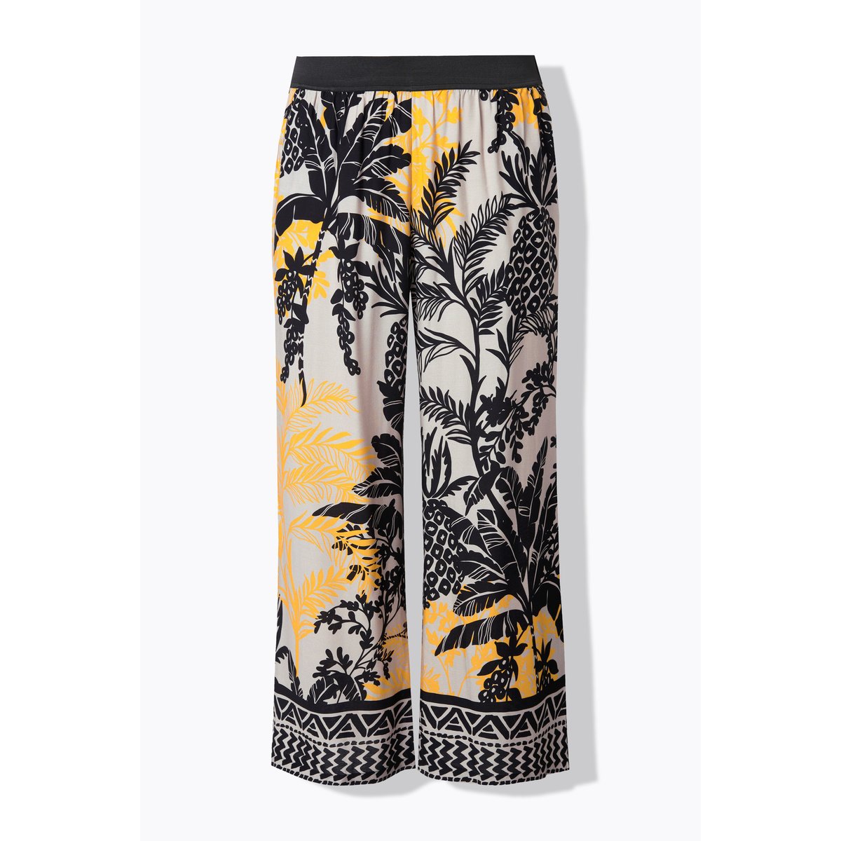 Pantalon à motif palmiers. Jambe droite et gris beige, ULLA POPKEN