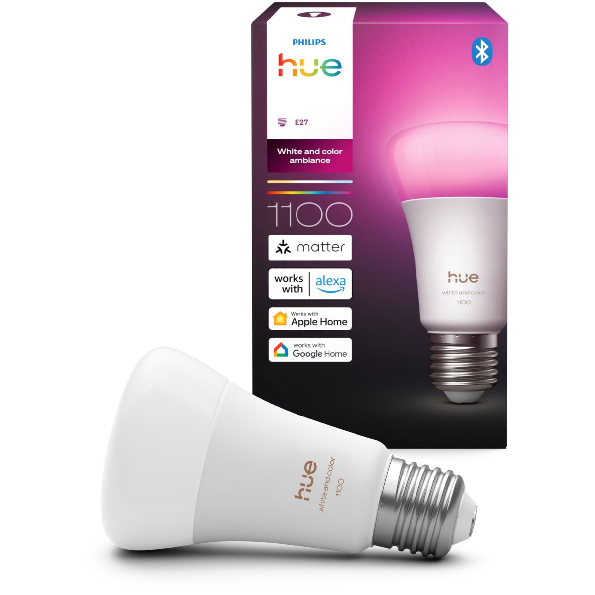 Ampoule LED connectée E27 White&Color Ambiance 75W couleur unique, PHILIPS HUE