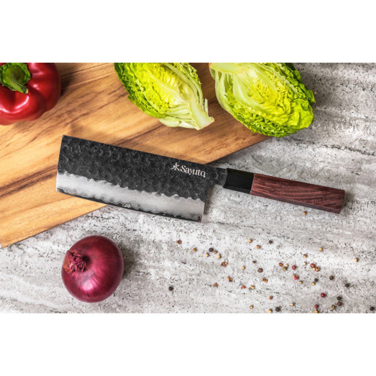 Couteau Sequoia San Mai modèle nakiri 17cm brute de forge v002237, SAYUTO