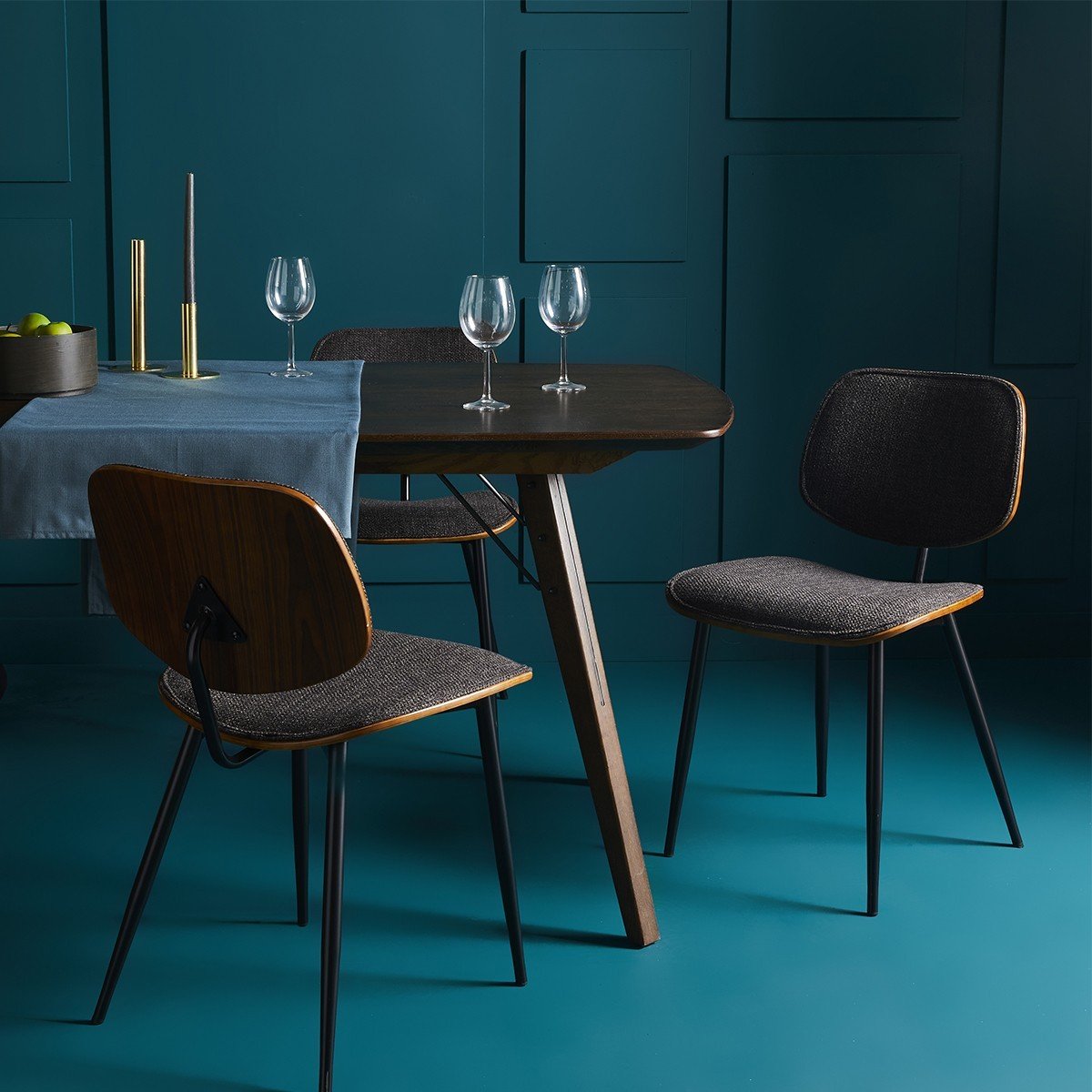 Lot de 2 Chaises en Tissu Gris / Brun - Olympia gris, SIGNATURE