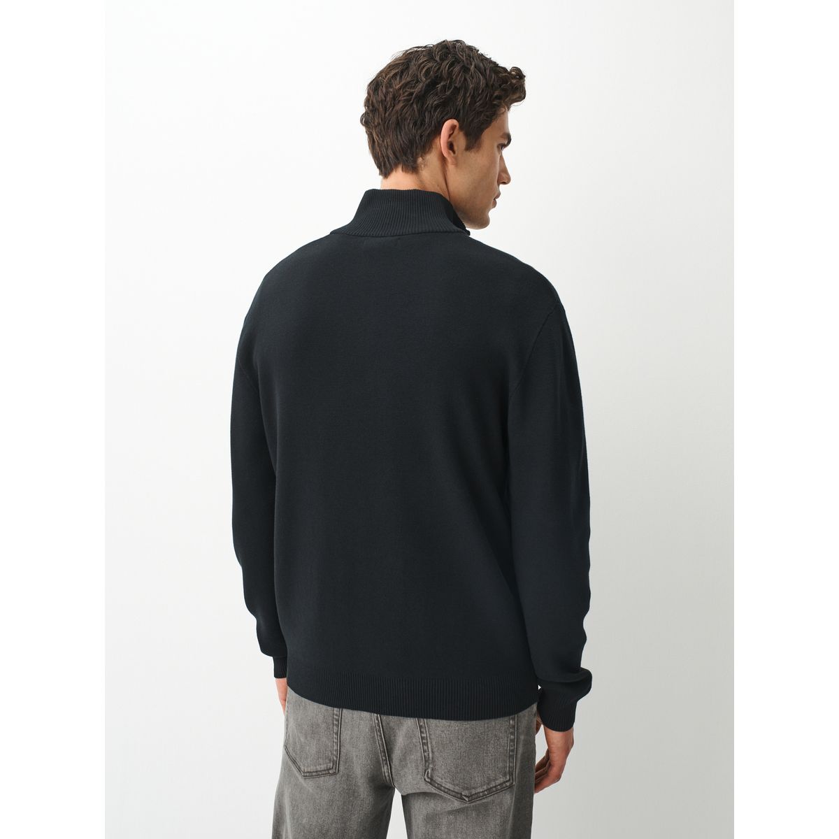 Pull à col zippé noir, NEXT