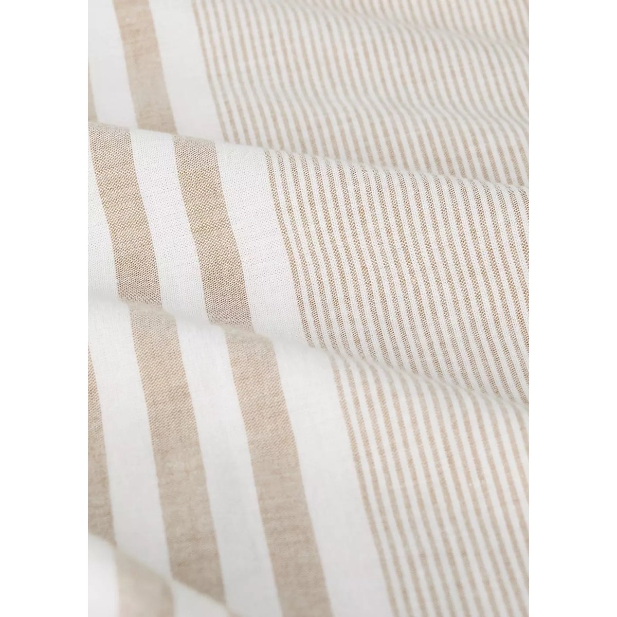 Housse de couette 100 % coton rayures Lit 150/160 cm tabac, MANGO HOME
