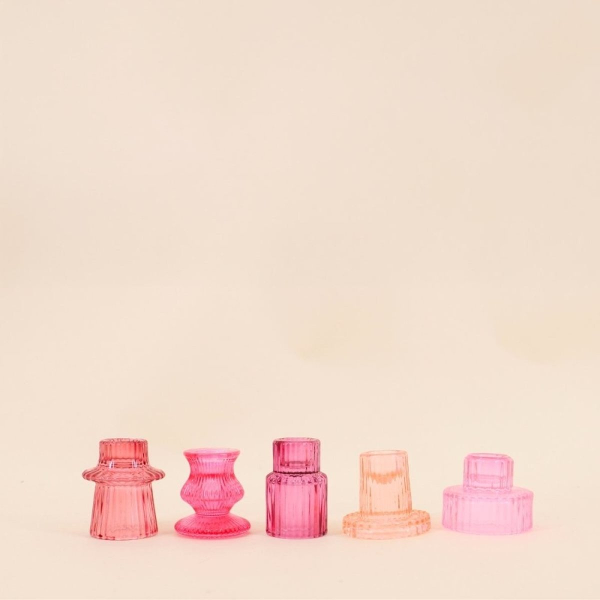 Set de 5 bougeoirs en verre assortis rose, HASHTAG DECO