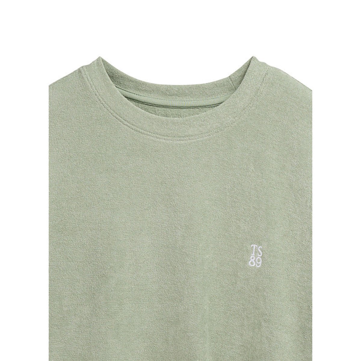 T-shirt bleu foncé à coupe droite pourvu d'un col rond et de manches courtes vert, TEDDY SMITH