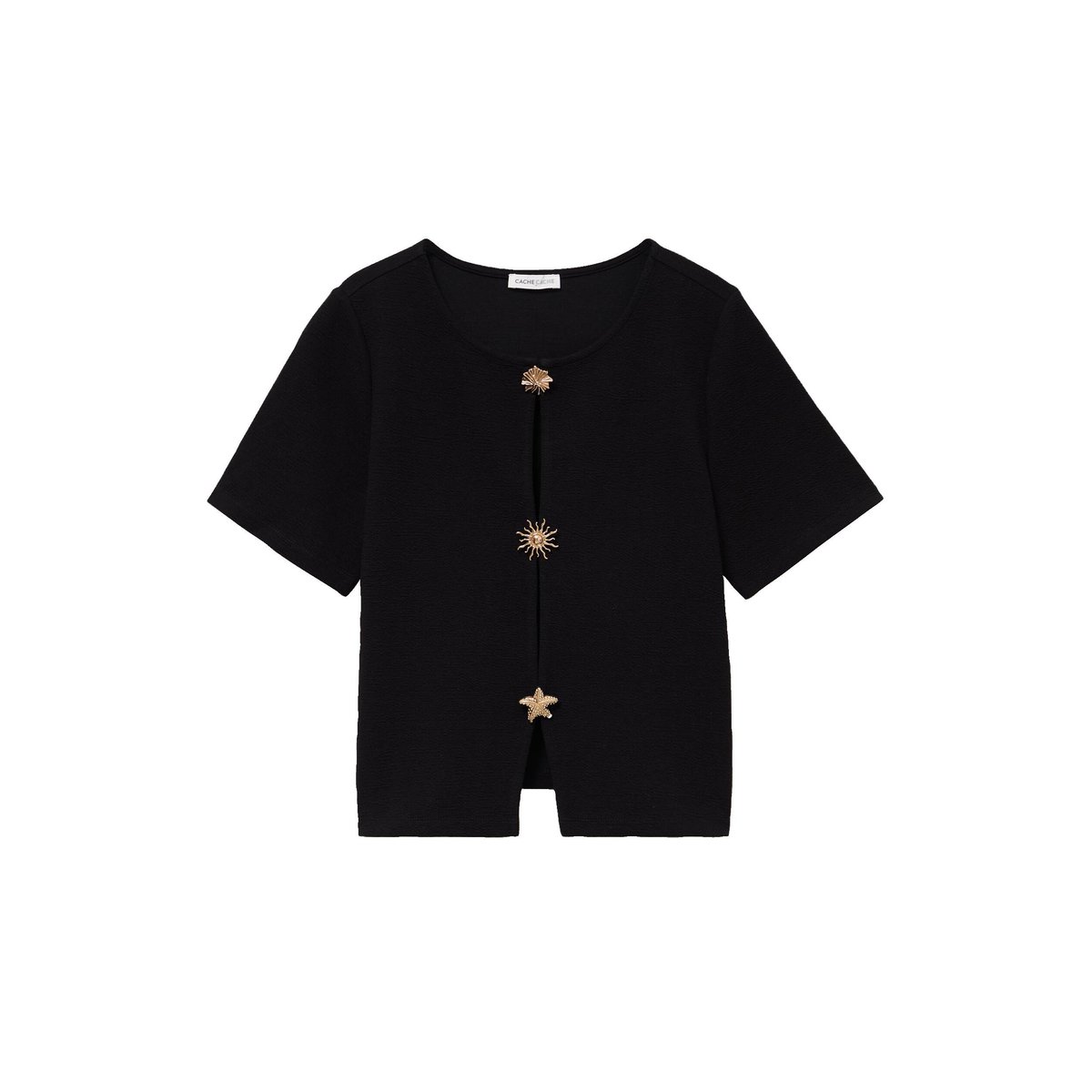 Gilet droit court manches courtes noir, CACHE CACHE