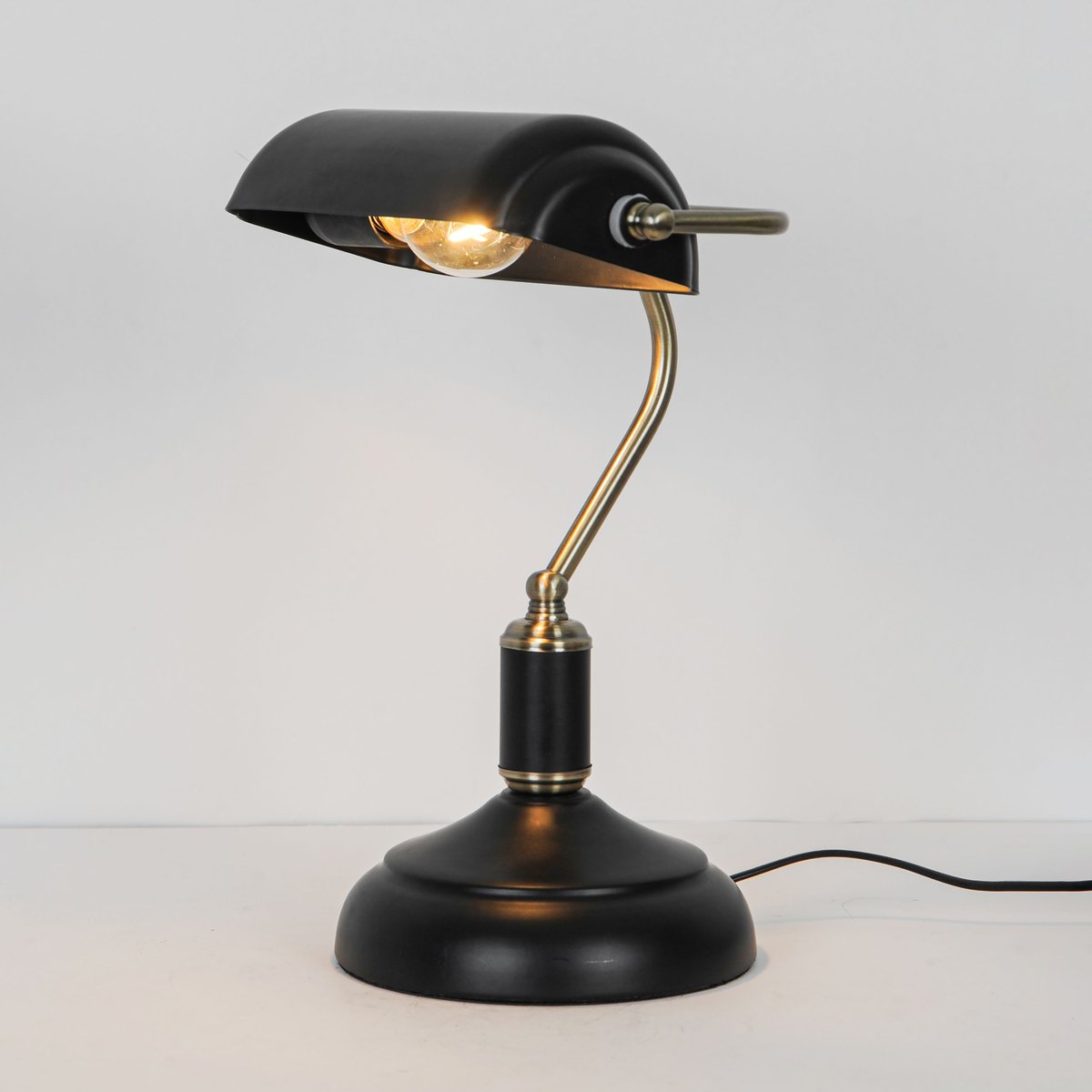 Lampe de bureau en verre et métal, ANITA noir, INSPIRE