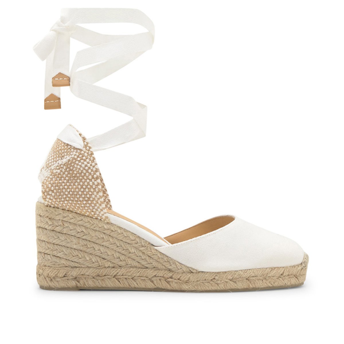 Espadrilles compensées à lacets avec plateforme tressée CARINA PLATFORM blanc, CASTANER