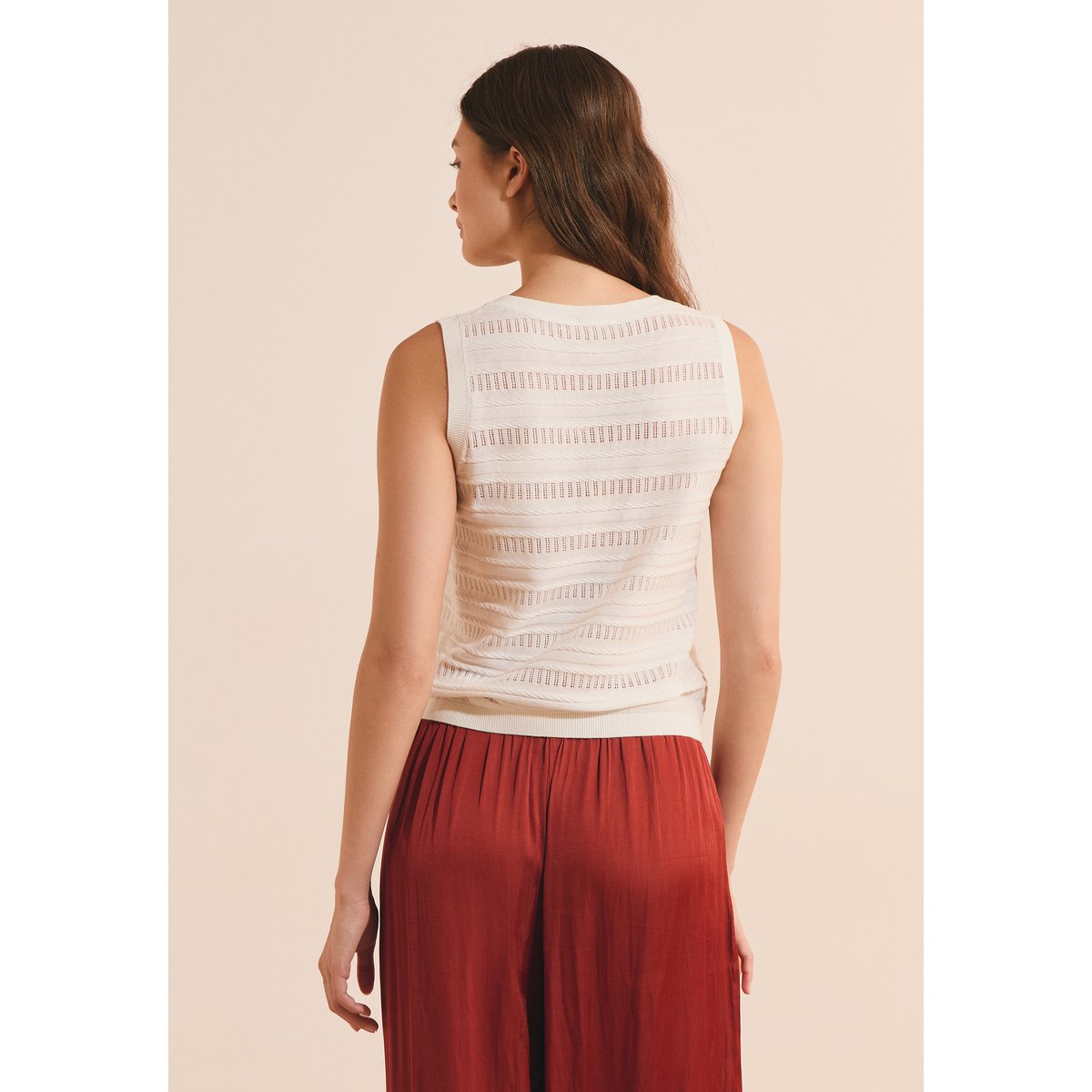 Top en maille ajourée SARA PULL perle, ETAM