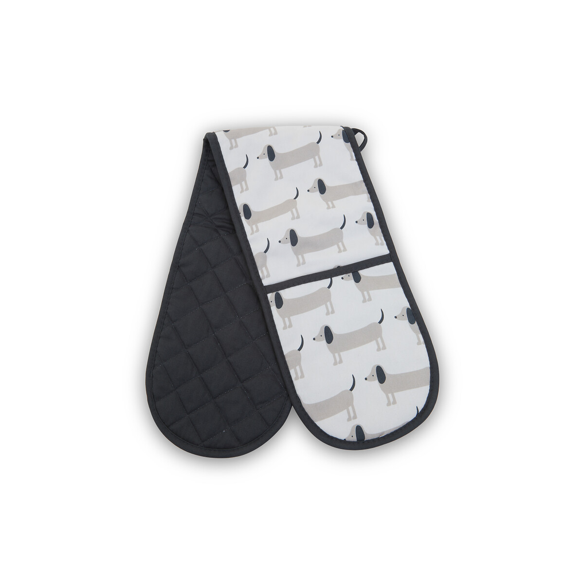 Cotton Double Oven Glove in Sausage Dog Print black, SO'HOME