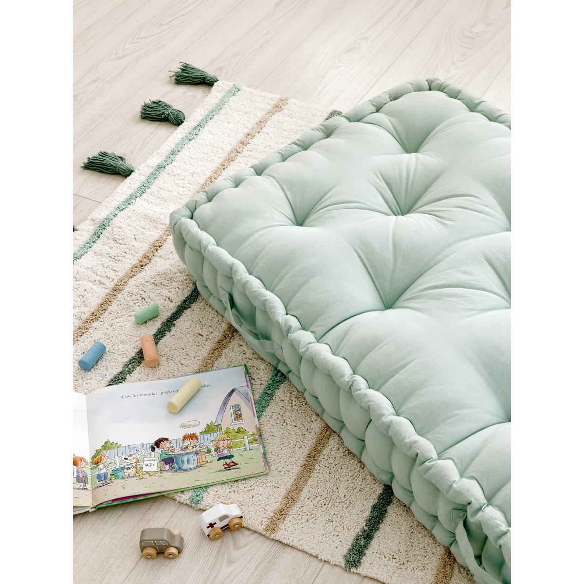 Pouf 100% Coton Lisse -COSI menthe, KENAY