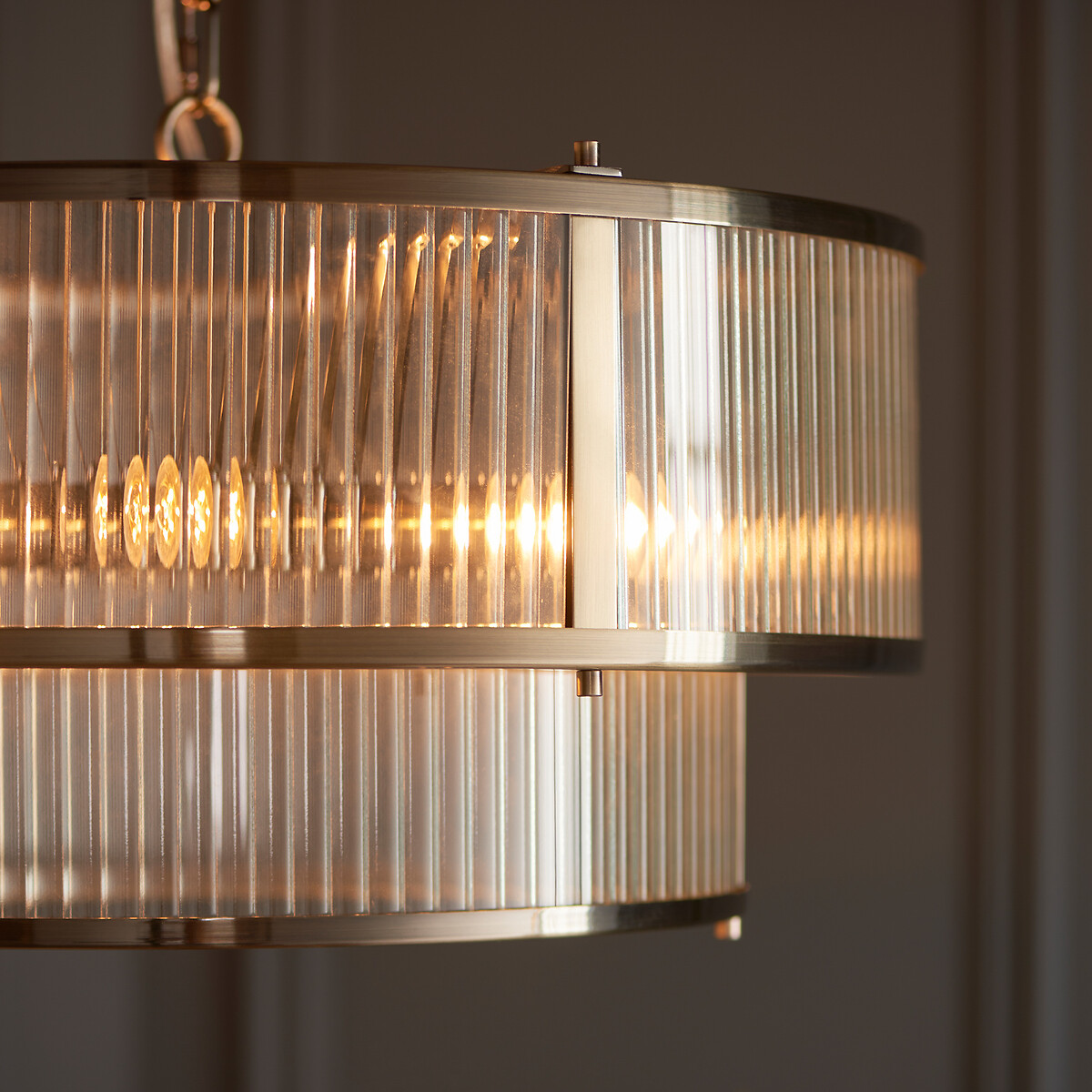 Risto 5-Light Ribbed Glass Pendant Light aged brass, SO'HOME