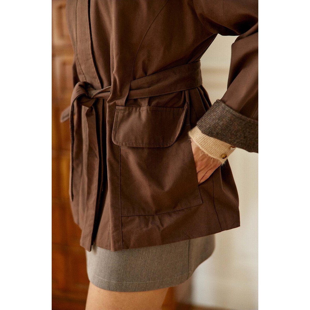 Parka mi-longue ceinturée, NAO marron, LA PETITE ETOILE