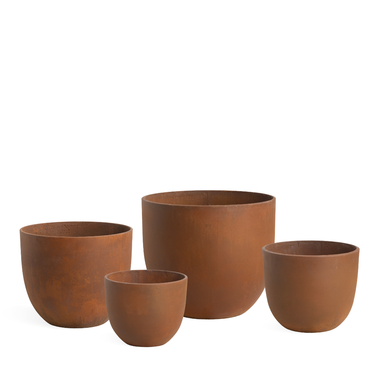 Lot de 4 cache-pots décoratifs arrondi en fibre H45 Terra orange terracotta, SIA DECO
