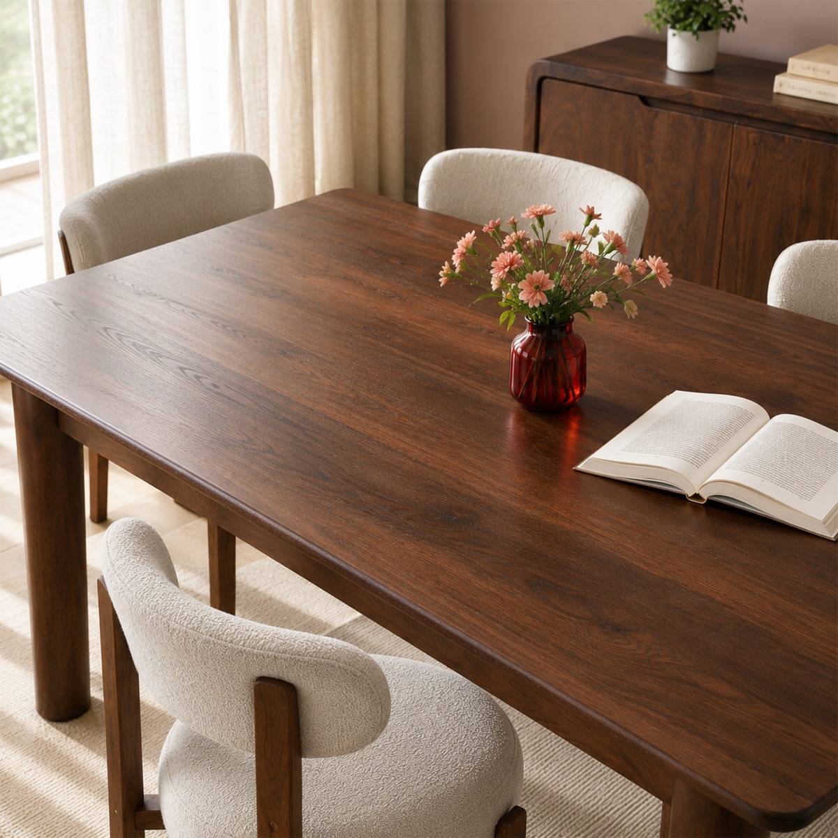 Table à manger en bois de manguier RIVEN bois foncé, MADE IN MEUBLES 