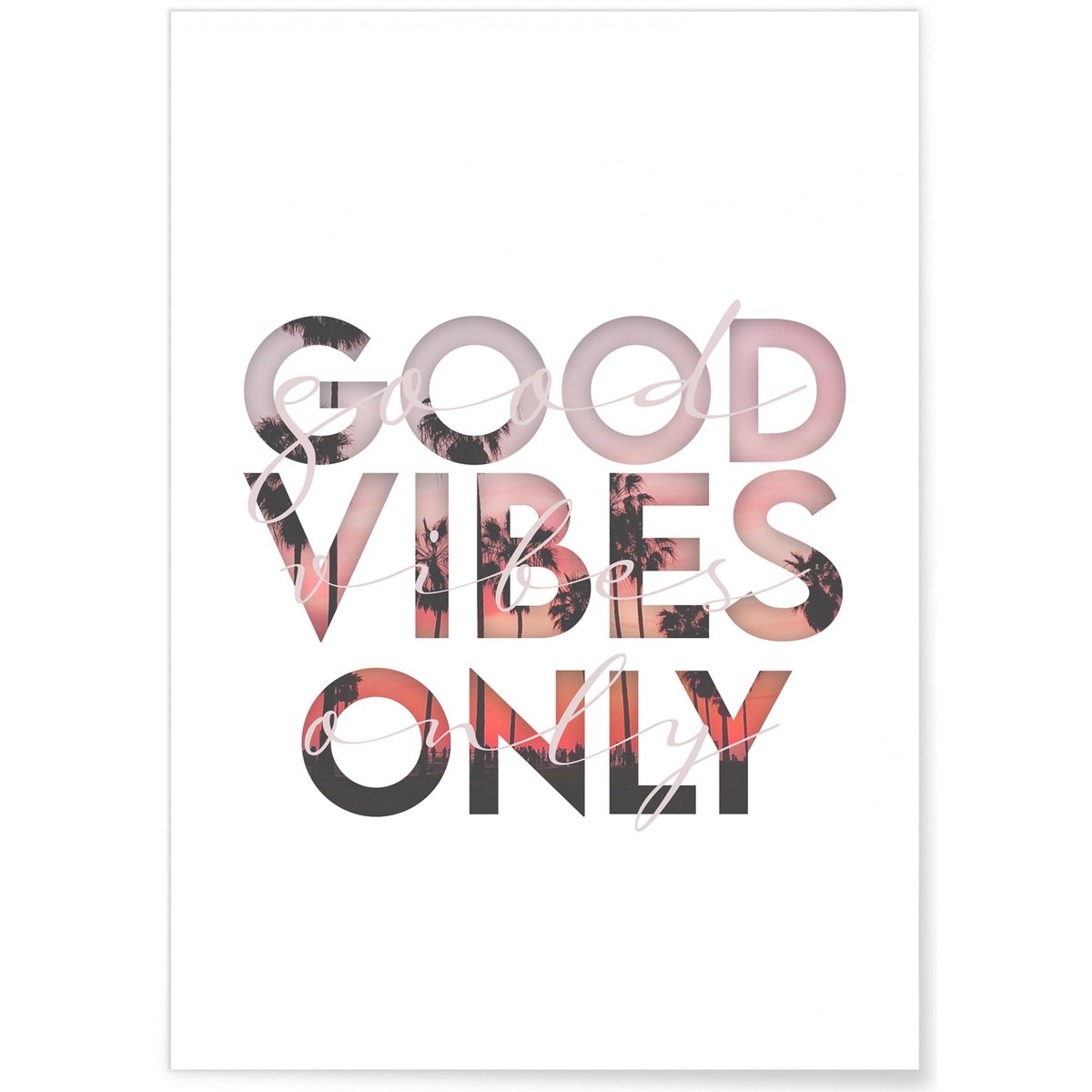 Affiche Good vibes only blanc, L'AFFICHERIE