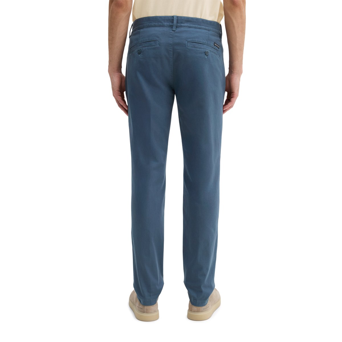 Chino modèle Stig shaped en coton bio mélangé bleu moyen, MARC O'POLO