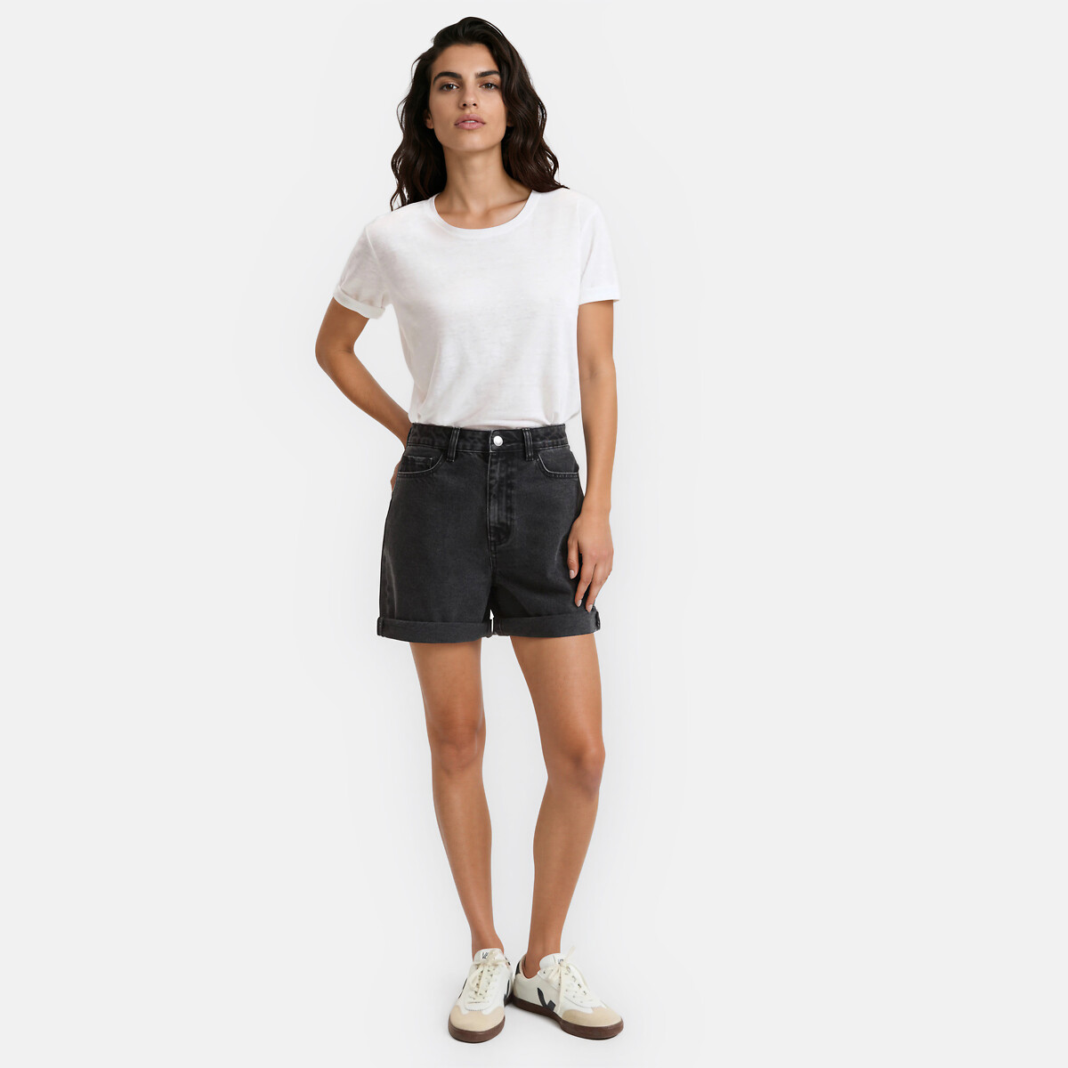Short 5 poches en denim noir brossé, LA REDOUTE COLLECTIONS