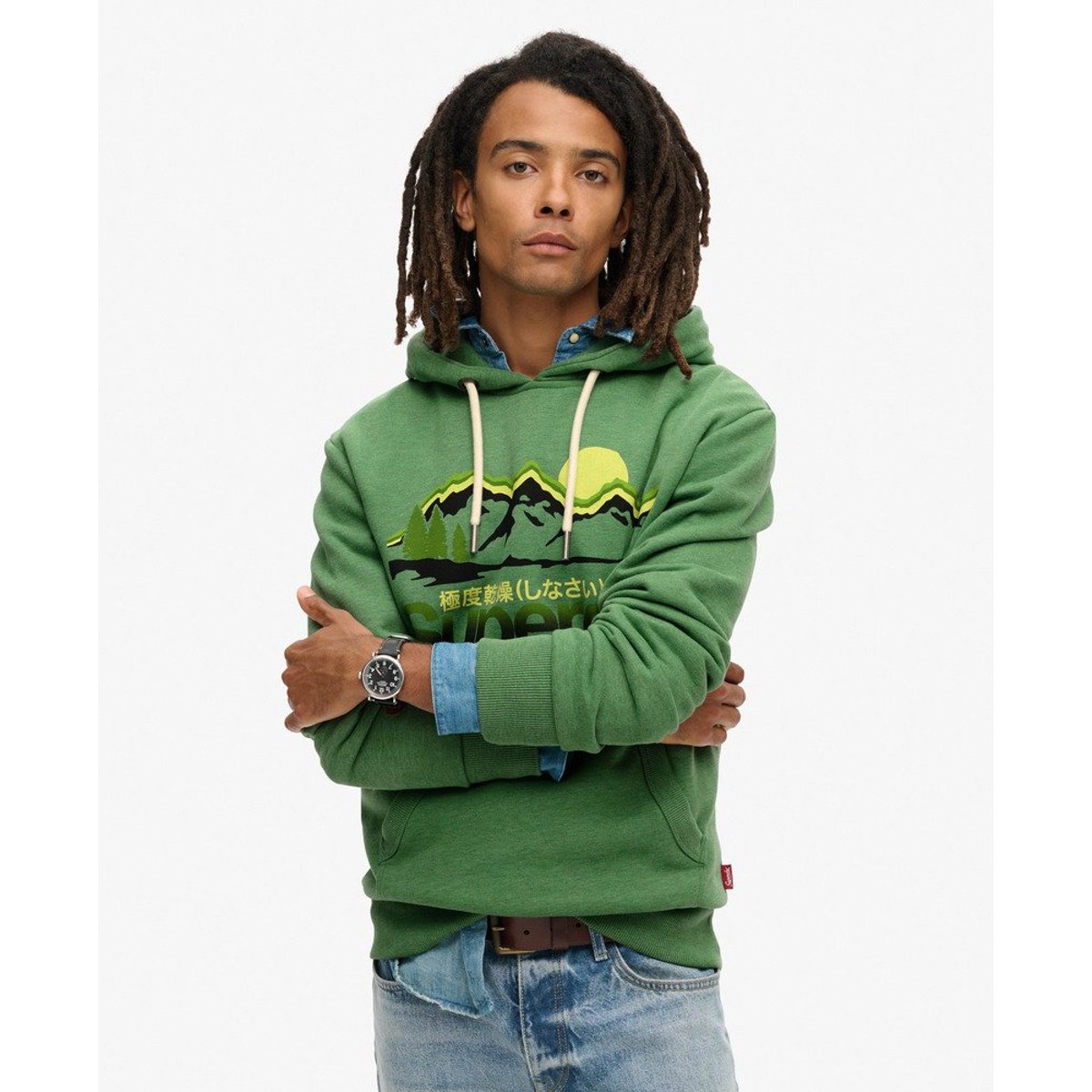 Sweat à capuche et motif Great Outdoors menthe glaciale chiné, SUPERDRY