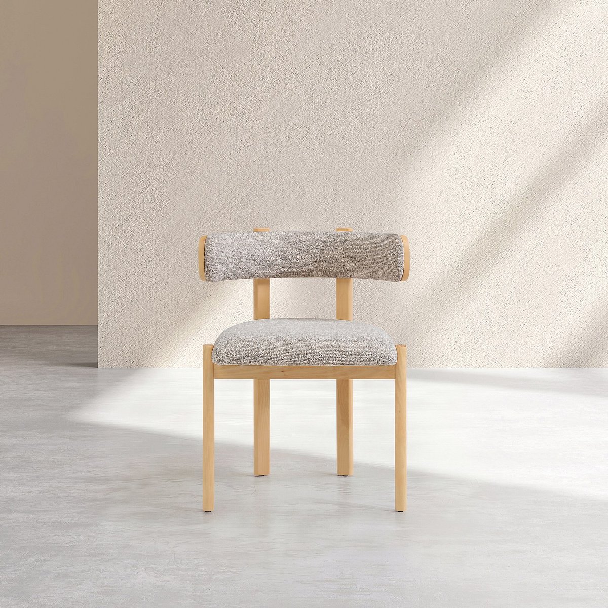 Lot de 2 chaises en tissu et bois massif couleur chêne YOUNA beige, HABITAT