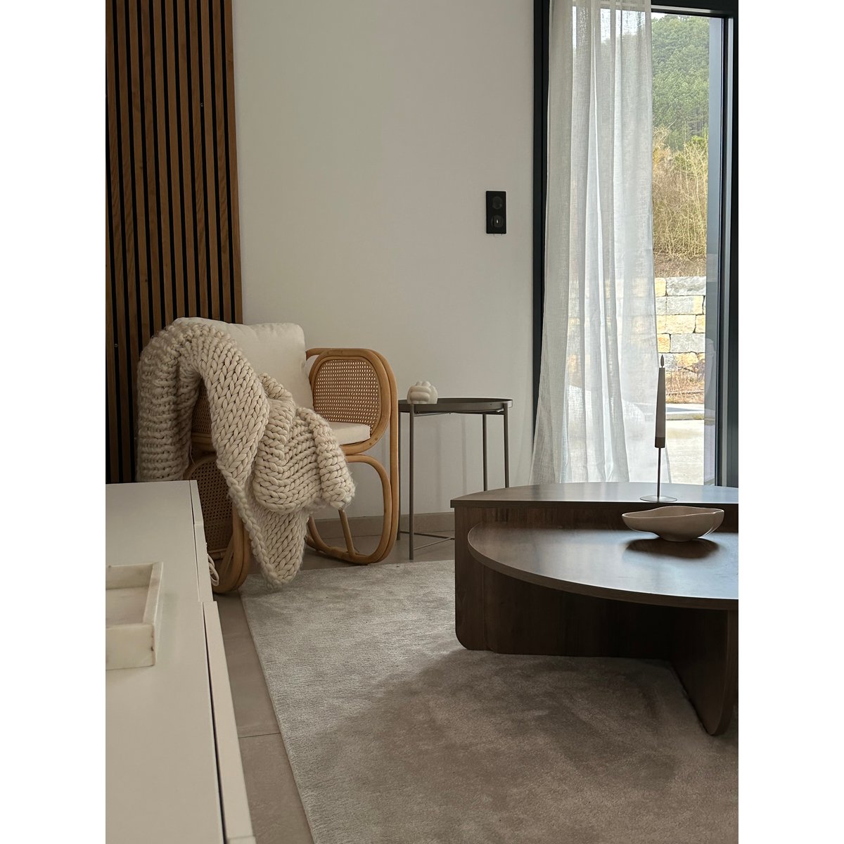 Fauteuil en rotin naturel et tissu, MOROTAI beige, NORDLYS