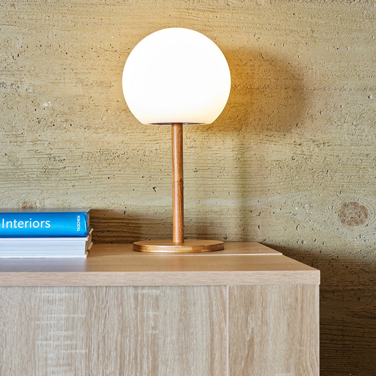 Lampe de table sans fil LUNY bois, LUMISKY