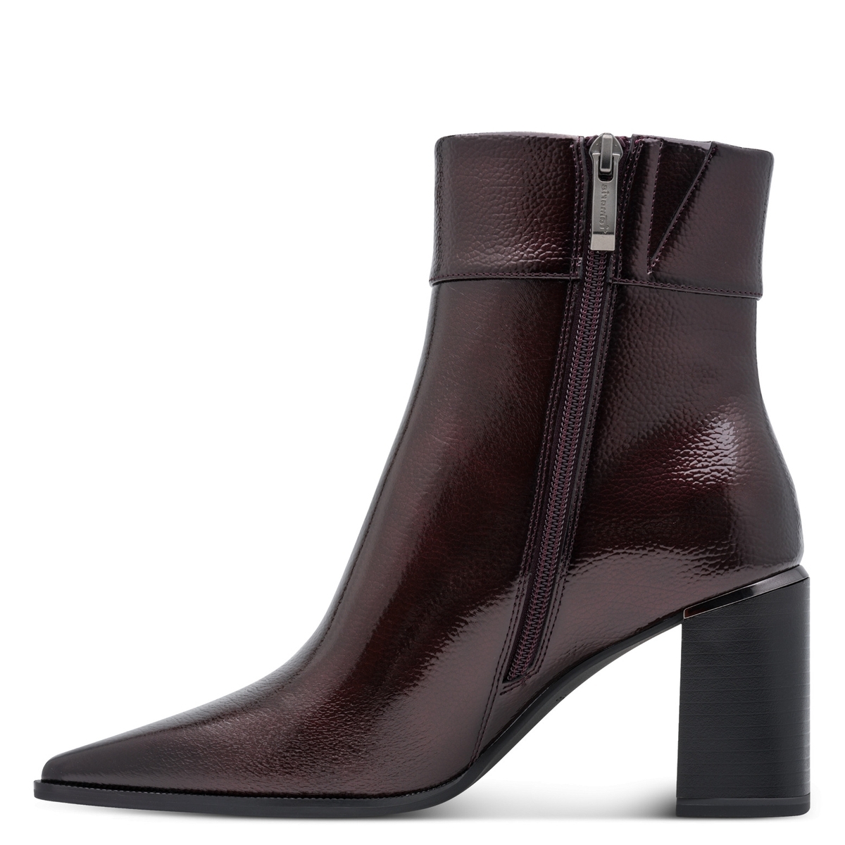 Bottine talon bloc violet fauve nacré, TAMARIS