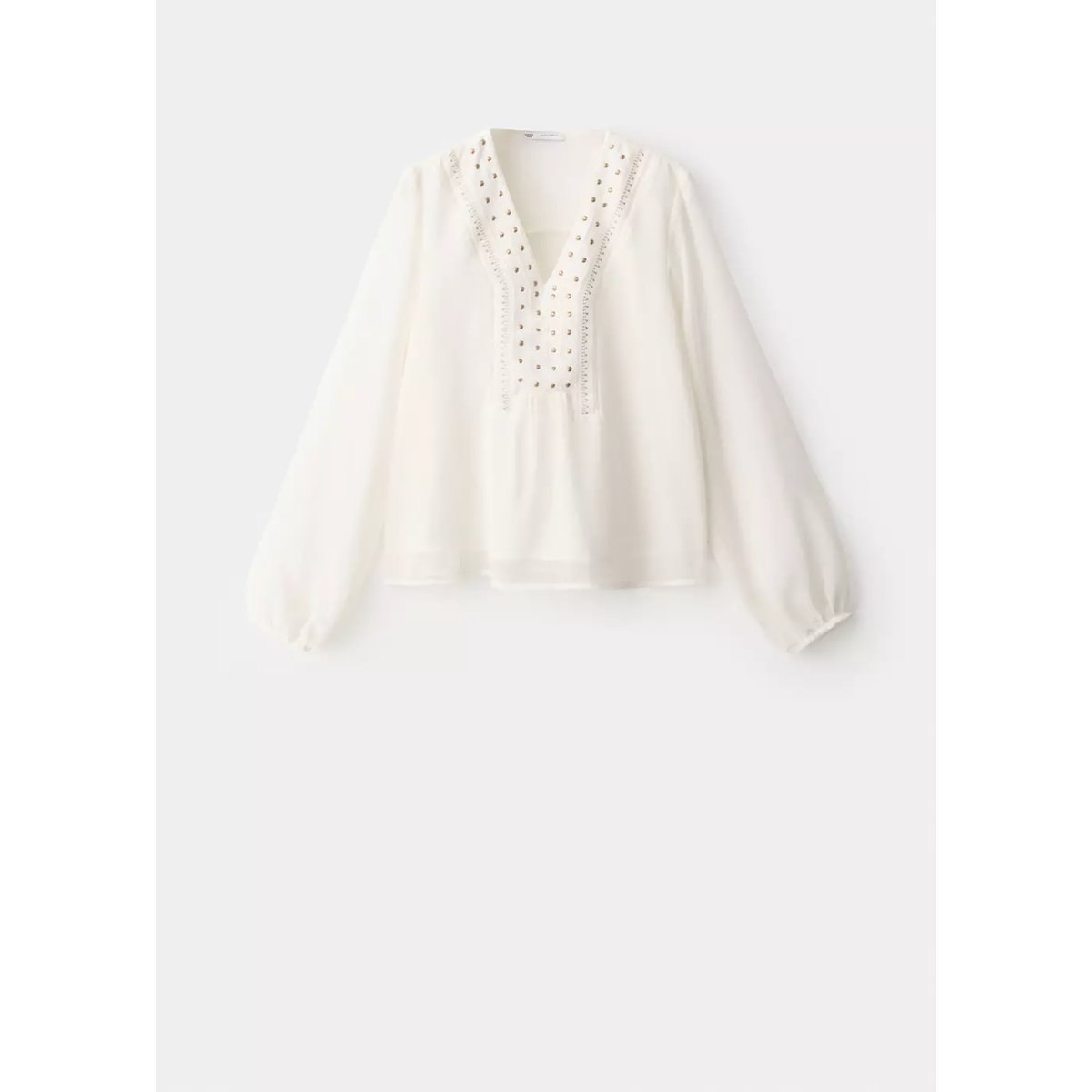Blouse en mousseline avec clous blanc cassé, MANGO TEEN