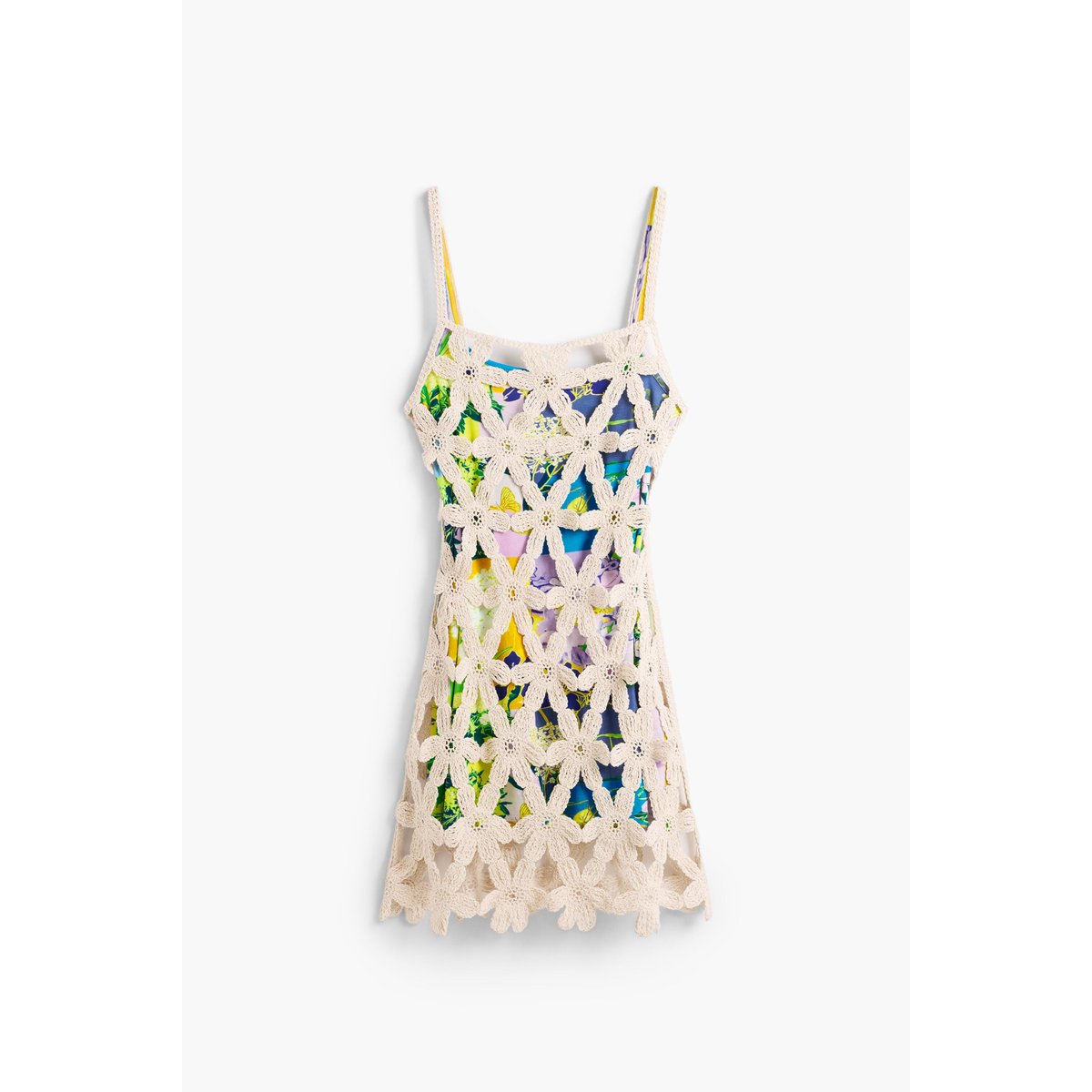 Robe crochet blanche beige, DESIGUAL
