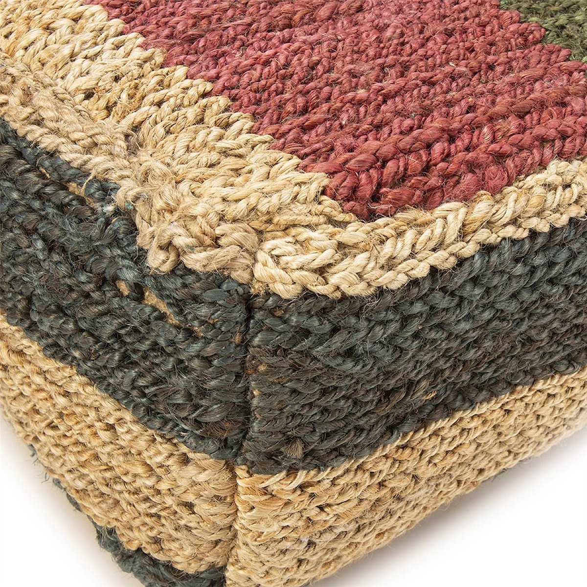 Pouf tressé fait main esprit ethnique multicolore, RECOLLECTION