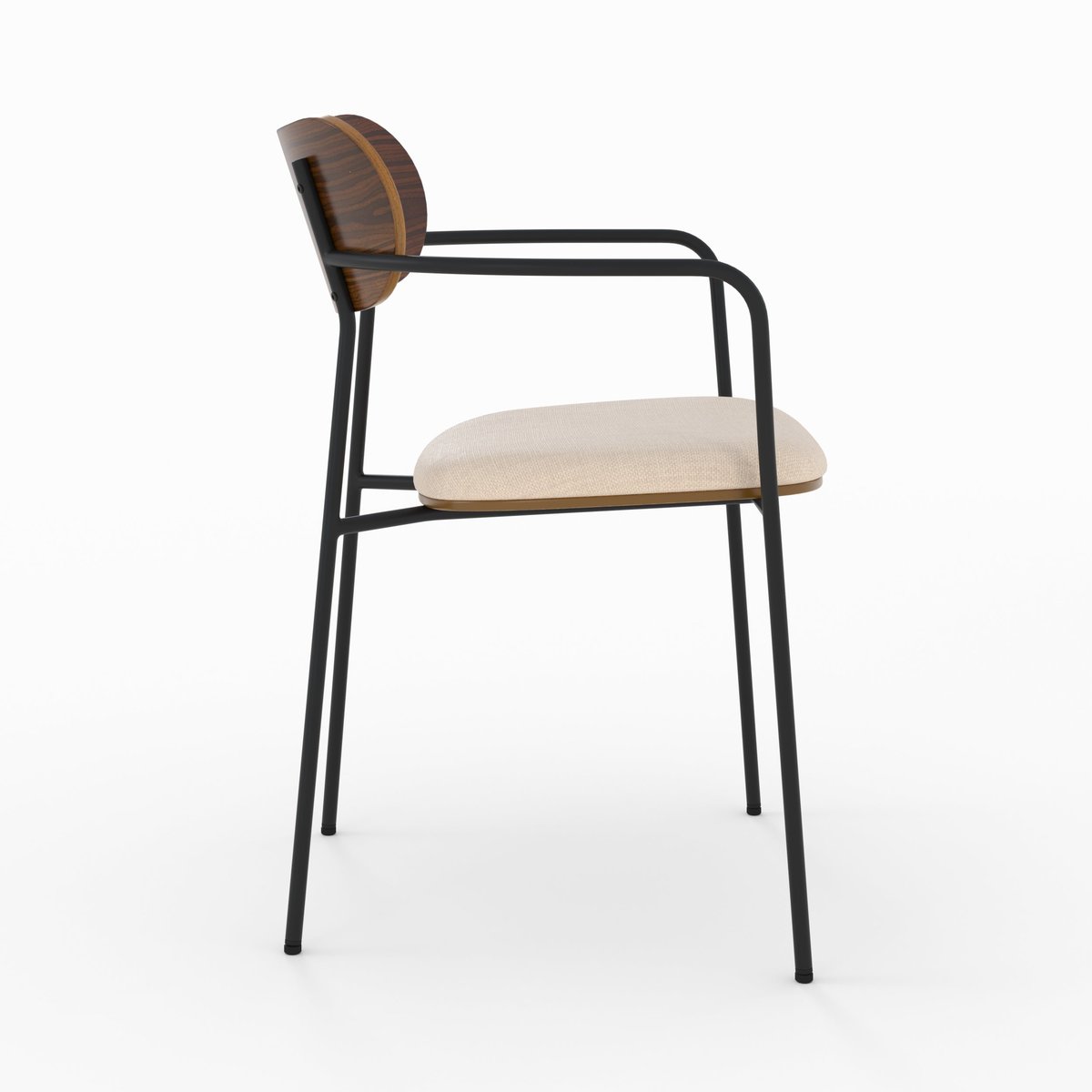 Lot de 2 chaises en tissu et placage en bois - MARINE beige, MAISON PAVANE