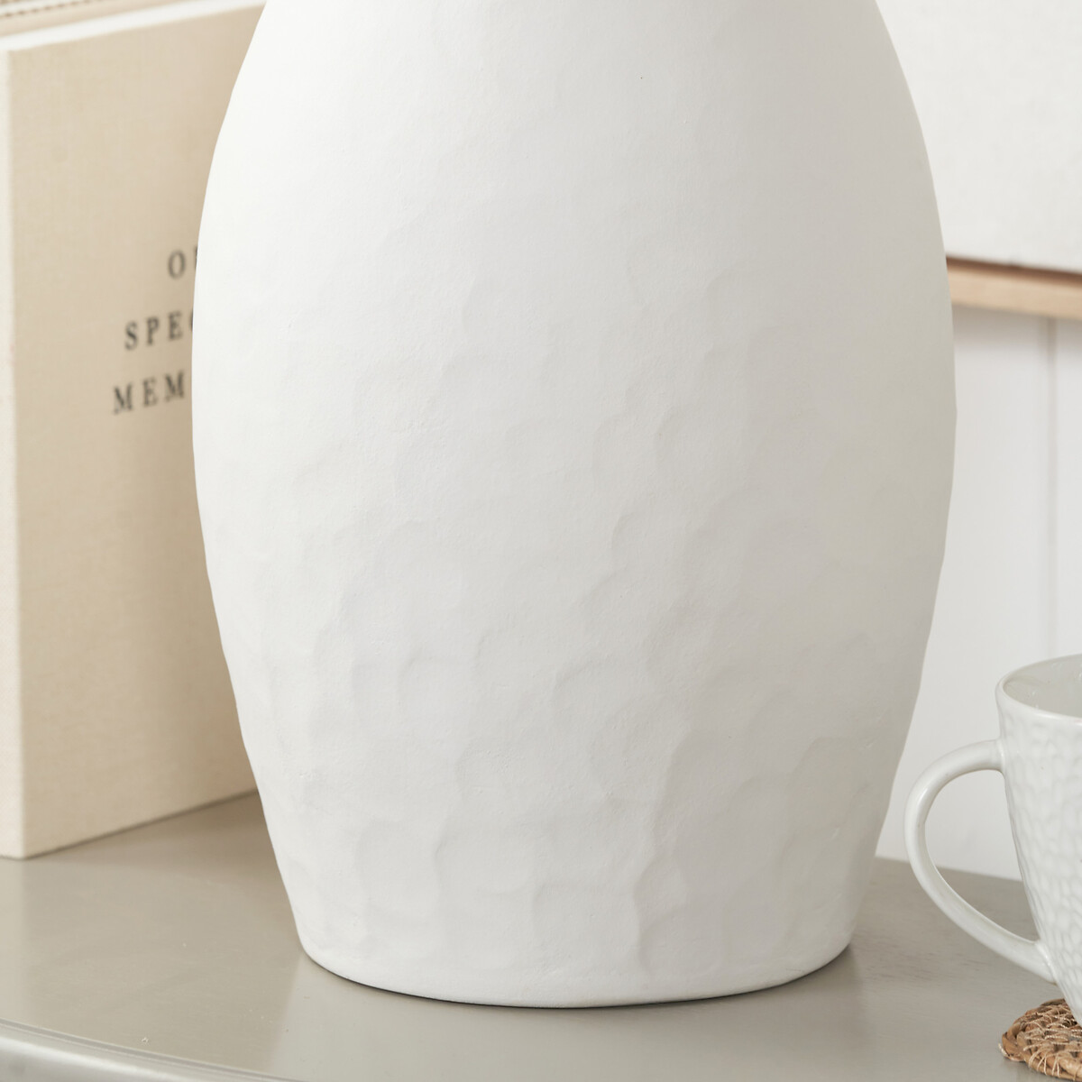 41cm Tall White Textured Stoneware Vase white, ÉDITÉ