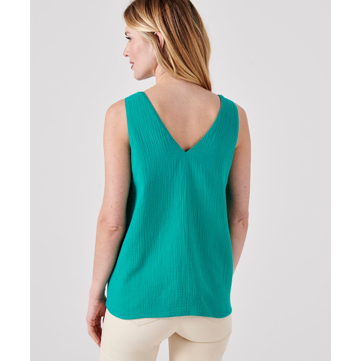 Top sans manches à noeuds vert jade, DAMART