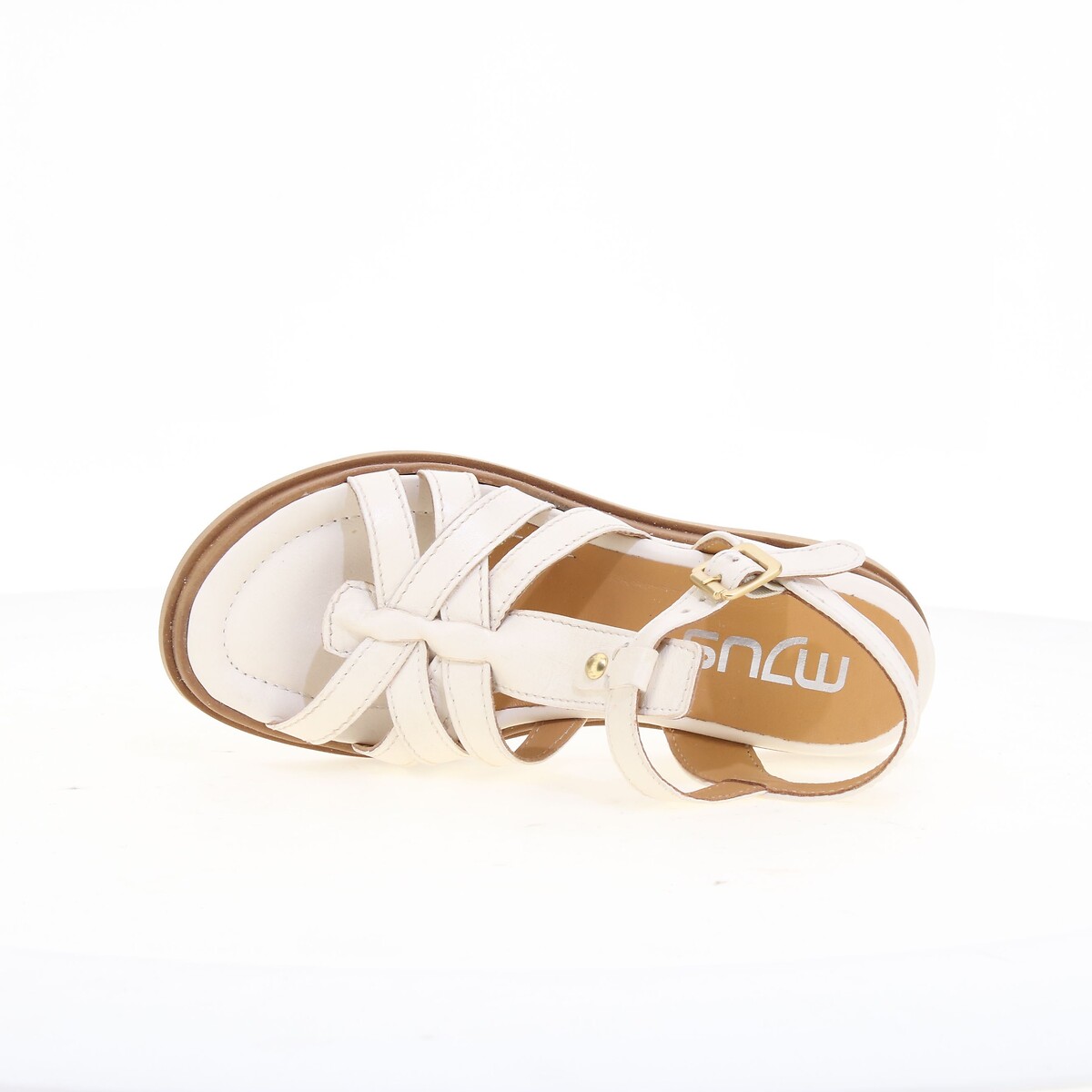 Leather Wedge Sandals ecru , MJUS