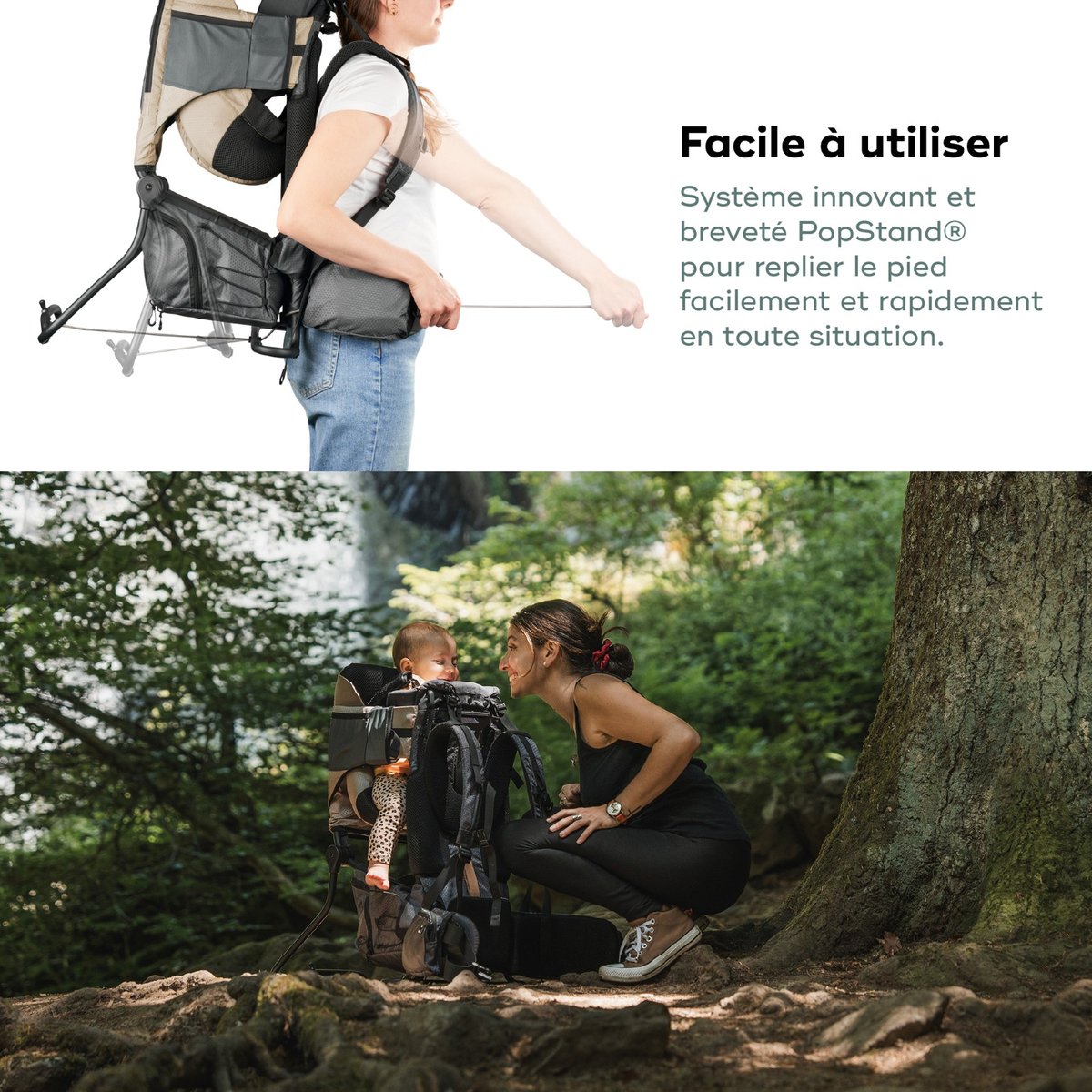 Porte-bébé randonnée Moov & Hike + beige, BABYMOOV