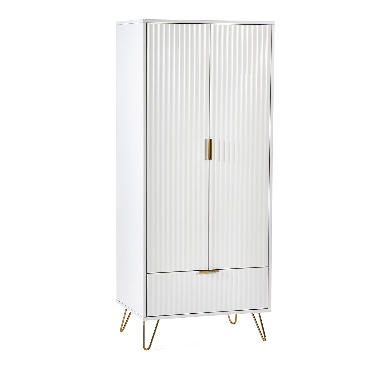 Ancona Sculptural 2 Door Wardrobe with Drawer white, SO'HOME