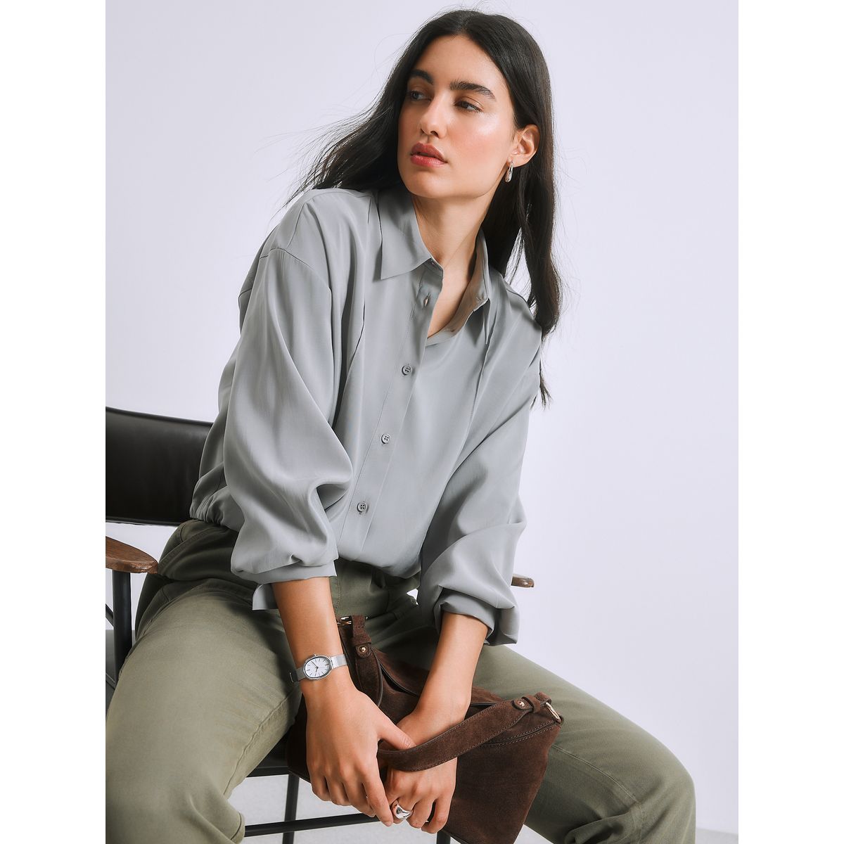 Chemise bomber avec ourlet à cordon gris, NEXT
