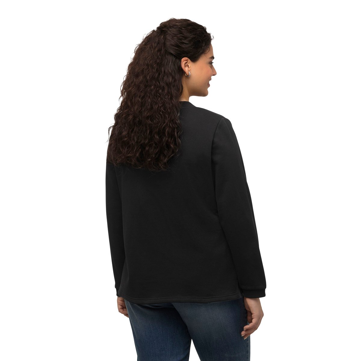 Sweat-shirt à col rond et manches longues noir, ULLA POPKEN