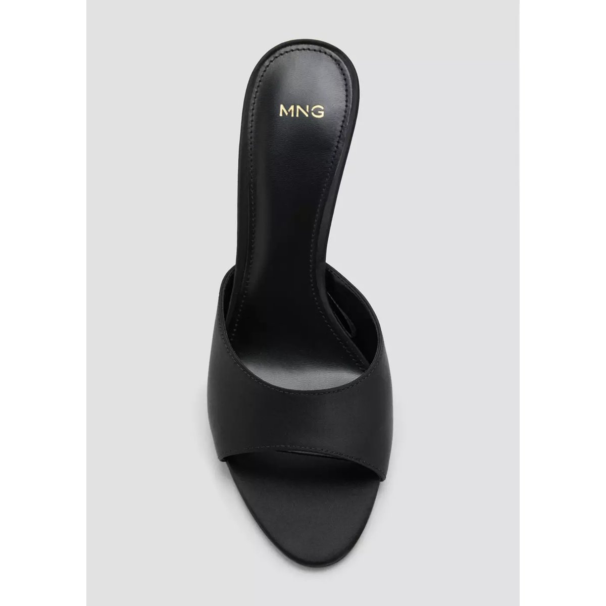 Sandales à talons bout rond noir, MANGO