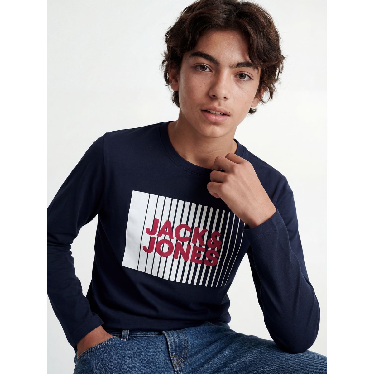T-Shirt À Manches Longues navy blazer 1, JACK & JONES JUNIOR